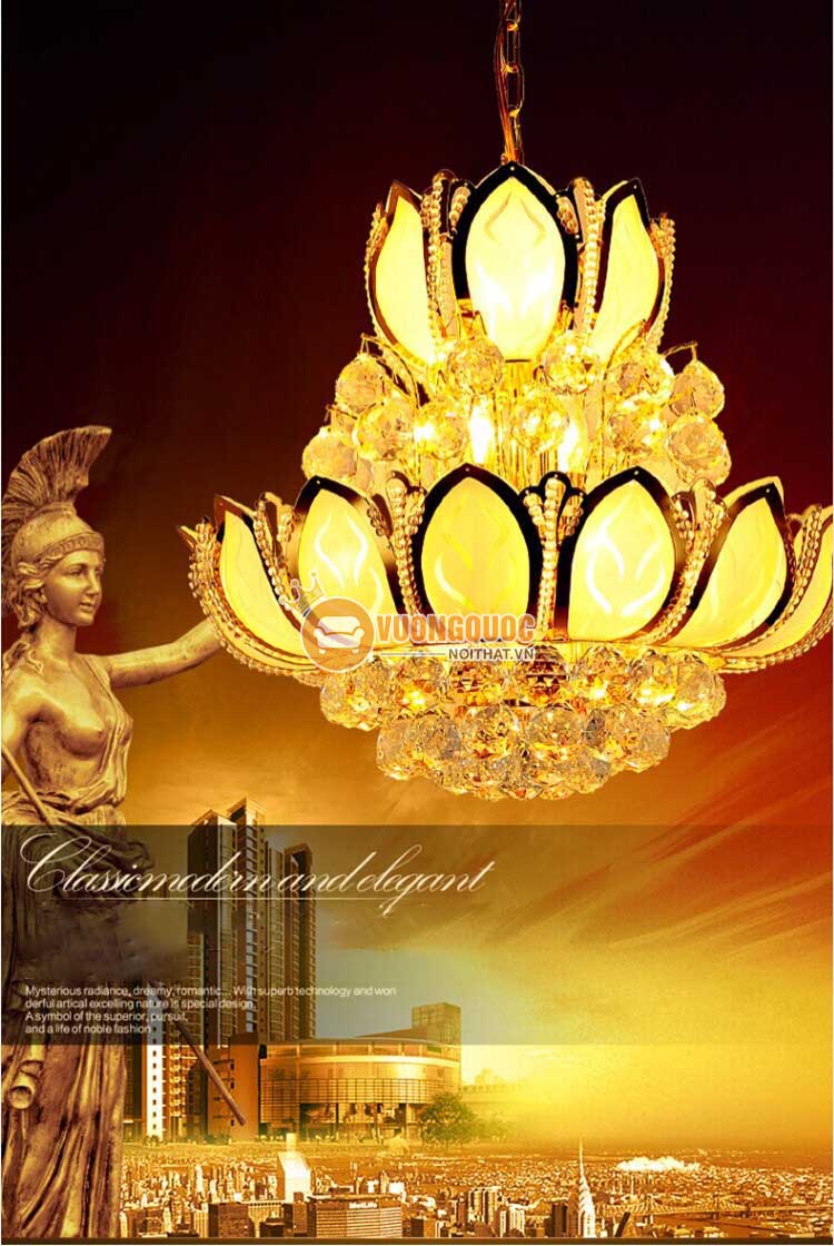 Đèn chùm thủy tinh hoa sen CM164-1